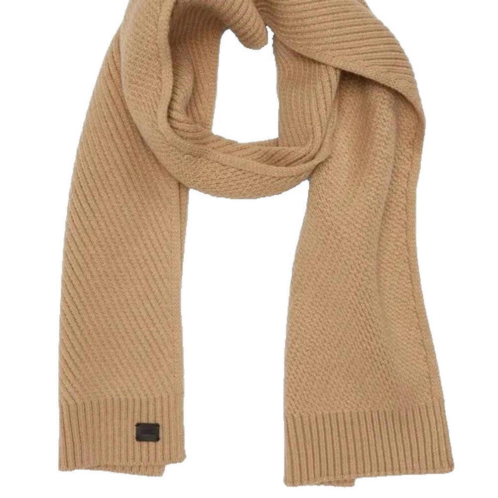 AllSaints 75”x9” Traveling Rib Knit Long Scarf Beige Fall Winter Wool Blend